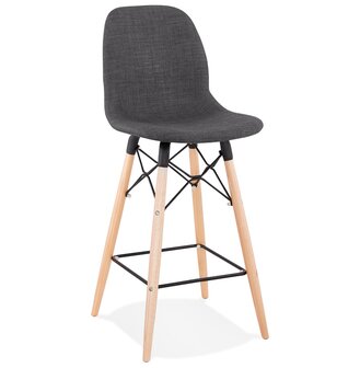 Halfhoge kruk &#039;GALACTIK MINI&#039; van grijze stof Scandinavische stijl