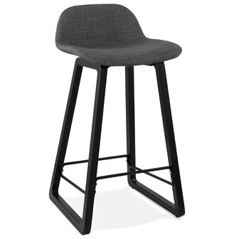 Halfhoge kruk &#039;BALTIK MINI&#039; van grijze stof en zwart houten poten