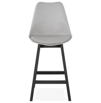 Halfhoge kruk &#039;CAMILA MINI&#039; grijs met poot in zwart hout