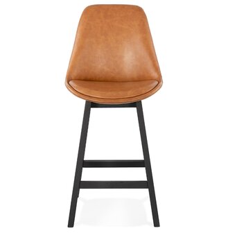 Halfhoge kruk &#039;ELENA MINI&#039; bruin in synthetisch materiaal en voet van zwart hout