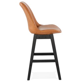 Halfhoge kruk &#039;ELENA MINI&#039; bruin in synthetisch materiaal en voet van zwart hout