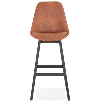Barkruk &#039;ASPEN&#039; in bruine microfiber en poten in zwart hout