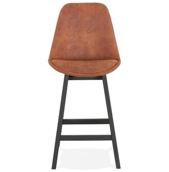 Halfhoge barkruk &#039;ASPEN MINI&#039; in bruine microfiber en poten in zwart hout