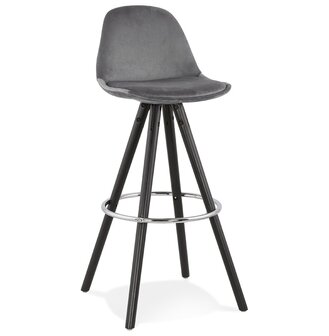 Barkruk &#039;SPIRIT&#039; in grey fluweel en poten in zwart hout