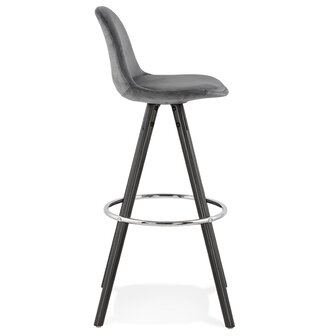 Barkruk &#039;SPIRIT&#039; in grey fluweel en poten in zwart hout