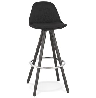 Design barkruk &#039;DANI&#039; van zwarte stof en hout