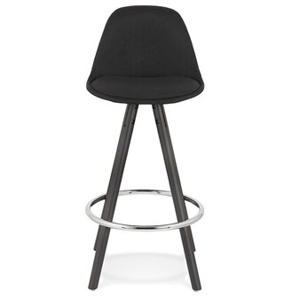 Halfhoge design kruk &#039;DANI MINI&#039; van zwarte stof en hout