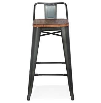 Halfhoge industri&euml;le barkruk &#039;MECANO MINI&#039; van donkergrijs metaal