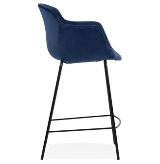 Halfhoge barkruk &#039;LARISSA MINI&#039; van blauw velours