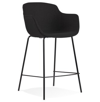 Halfhoge barkruk &#039;FORTI MINI&#039; van zwarte stof