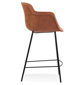 Halfhoge barkruk &#039;CALVIN MINI&#039; van bruine microvezel