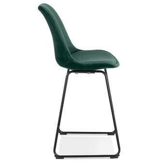 Halfhoge kruk &#039;BULLY MINI&#039; van groene velours met zwarte metalen poten