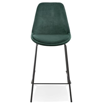 Halfhoge barkruk &#039;SPARK MINI&#039; van groen velours met zwarte metalen poten