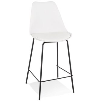 Halfhoge witte barkruk &#039;LEMON MINI&#039; met zwarte metalen poot