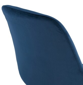 Barkruk &#039;SPARK&#039; van blauw velours met zwarte metalen poten