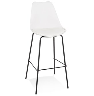 Witte design barkruk &#039;LEMON&#039; met zwarte metalen poot