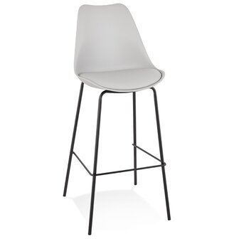 Grijze design barkruk &#039;LEMON&#039; met zwarte metalen poot