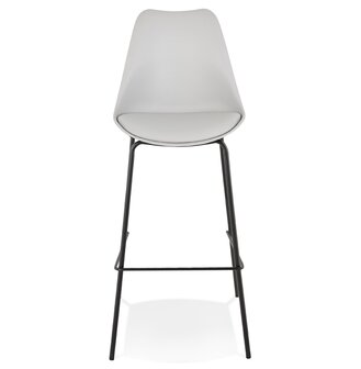 Grijze design barkruk &#039;LEMON&#039; met zwarte metalen poot