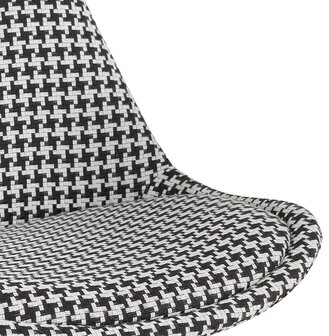 Halfhoge kruk &#039;MORISS MINI&#039; in pied-de-poule-print stof met poten in natuurlijk hout