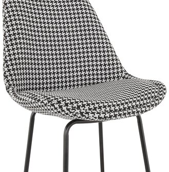 Halfhoge barkruk &#039;SPARK MINI&#039; van pied-de-poule-print stof met zwarte metalen poten