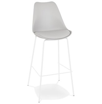 Grijze design barkruk &#039;LEMON&#039; met witte metalen poten
