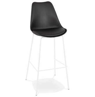 Zwarte design barkruk &#039;LEMON&#039; met witte metalen poten