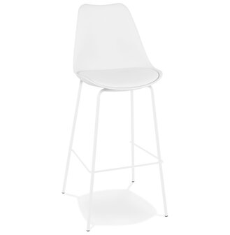Witte design barkruk &#039;LEMON&#039; met witte metalen poten