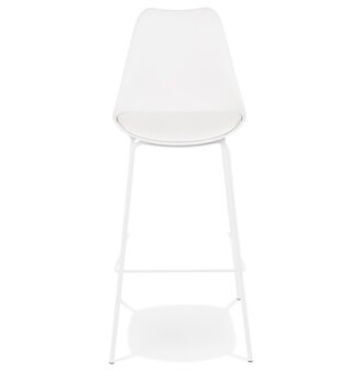 Witte design barkruk &#039;LEMON&#039; met witte metalen poten