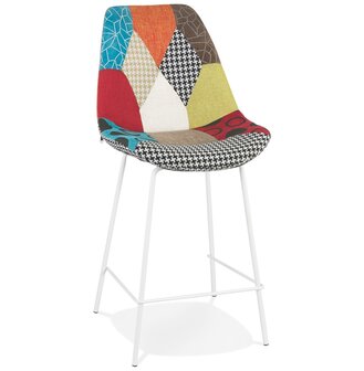 Halfhoge snack-kruk &#039;CAPSUL MINI&#039; patchwork-stijl met witte metalen poten