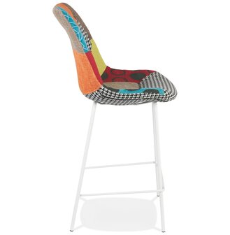 Halfhoge snack-kruk &#039;CAPSUL MINI&#039; patchwork-stijl met witte metalen poten