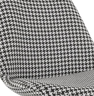 Halfhoge kruk &#039;SPARK MINI&#039; van pied-de-poule-print stof met witte metalen poten