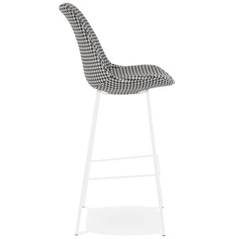 Barkruk &#039;SPARK&#039; van pied-de-poule-print stof met witte metalen poten