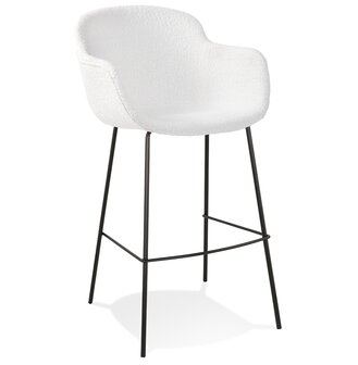 Design barkruk &#039;CADRIX&#039; van witte boucl&eacute;stof