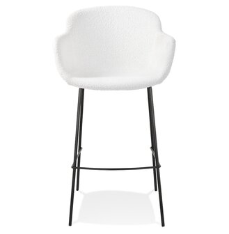 Design barkruk &#039;CADRIX&#039; van witte boucl&eacute;stof