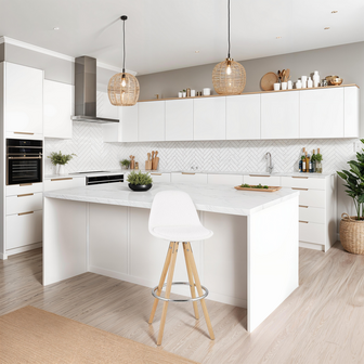 Scandinavische barkruk &#039;FLORENCE&#039; van witte badstof
