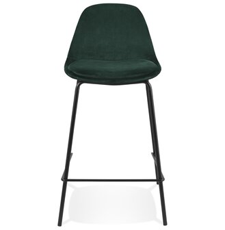Halfhoge kruk &#039;FENTON MINI&#039; van groen velours met zwarte metalen poten