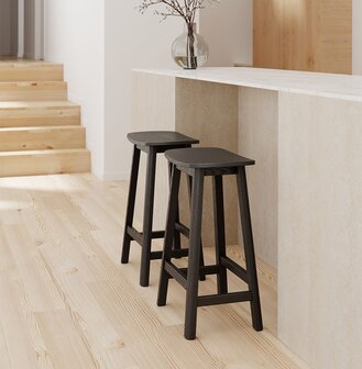 Design barkruk &#039;DUMAS&#039; van zwart hout