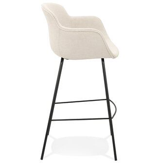 Barkruk &#039;AMERICA&#039; van beige stof met armleuningen
