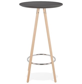 Hoge tafel / Ronde statafel &#039;GALA&#039; in zwart hout en onderstel in natuurlijke afwerking