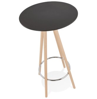Hoge tafel / Ronde statafel &#039;GALA&#039; in zwart hout en onderstel in natuurlijke afwerking