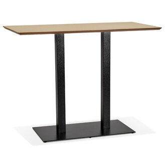 Hoge design tafel &#039;ZUMBA BAR&#039; van natuurlijk afgewerkt hout met zwarte metalen poot - 150x70 cm