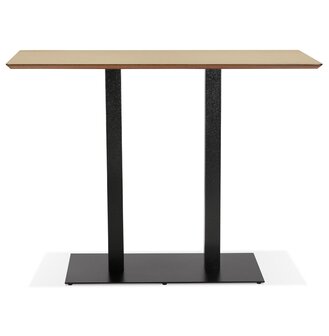 Hoge design tafel &#039;ZUMBA BAR&#039; van natuurlijk afgewerkt hout met zwarte metalen poot - 150x70 cm