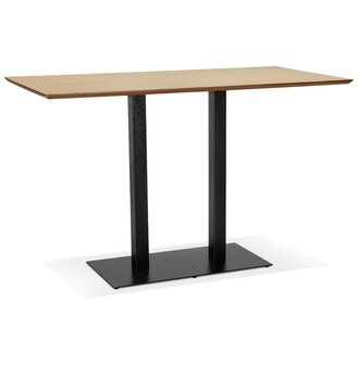 Hoge design tafel &#039;ZUMBA BAR&#039; van natuurlijk afgewerkt hout met zwarte metalen poot - 180x90 cm