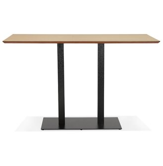Hoge design tafel &#039;ZUMBA BAR&#039; van natuurlijk afgewerkt hout met zwarte metalen poot - 180x90 cm