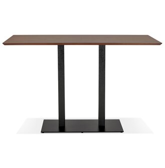 Hoge design tafel &#039;ZUMBA BAR&#039; met notenhouten afwerking en zwarte metalen poot - 180x90 cm