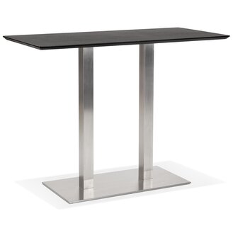 Zwarte hoge design tafel &#039;MAMBO BAR&#039; met geborsteld metalen poot - 150x70 cm