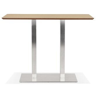 Hoge design tafel &#039;MAMBO BAR&#039; van natuurlijk afgewerkt hout met geborsteld metalen poot - 150x70 cm