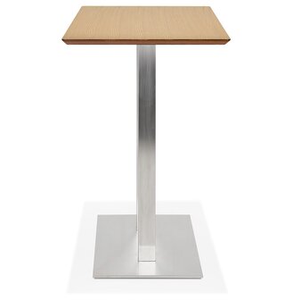 Hoge design tafel &#039;MAMBO BAR&#039; van natuurlijk afgewerkt hout met geborsteld metalen poot - 150x70 cm