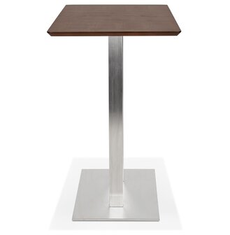 Hoge design tafel &#039;MAMBO BAR&#039; met notenhouten afwerking en geborsteld metalen poot - 150x70 cm