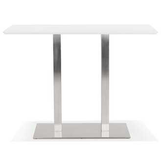 Witte hoge design tafel &#039;MAMBO BAR&#039; met geborsteld metalen poot - 150x70 cm